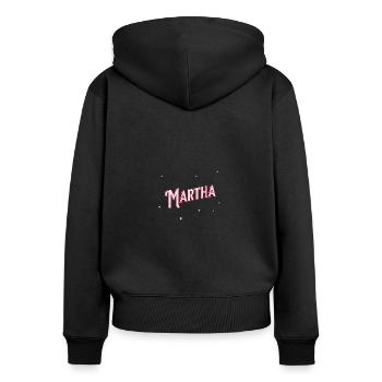 Martha Namen personalisiert - Frauen Premium Bio Zip Hoodie - Schwarz - Hinten - Julia (174cm)