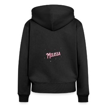 Melissa Namen personalisiert - Frauen Premium Bio Zip Hoodie - Schwarz - Hinten - Julia (174cm)