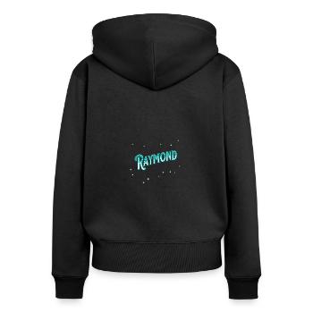Raymond Namen personalisiert - Frauen Premium Bio Zip Hoodie - Schwarz - Hinten - Julia (174cm)