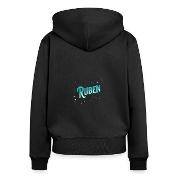 Ruben Namen personalisiert - Frauen Premium Bio Zip Hoodie - Schwarz - Hinten - Julia (174cm)