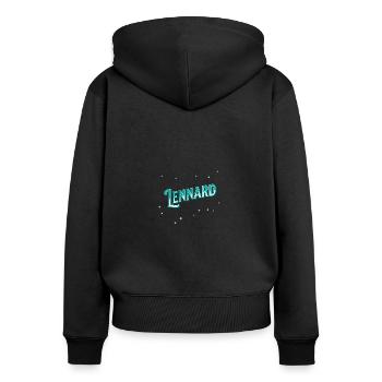 Lennard Namen personalisiert - Frauen Premium Bio Zip Hoodie - Schwarz - Hinten - Julia (174cm)