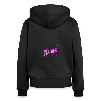 Nadine Namen personalisiert - Frauen Premium Bio Zip Hoodie - Schwarz - Hinten - Julia (174cm)