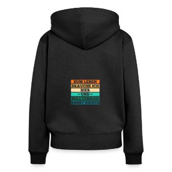 Chien Bière Bull Terrier - Sweat à capuche zippé Premium bio Femme - noir - Dos - Julia (174cm)
