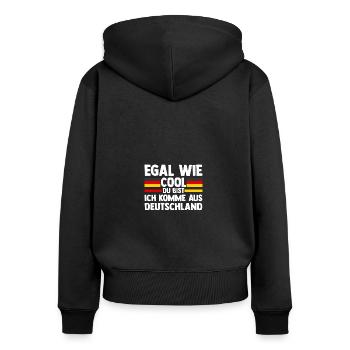Deutscher Deutsch Deutschland - Frauen Premium Bio Zip Hoodie - Schwarz - Hinten - Julia (174cm)