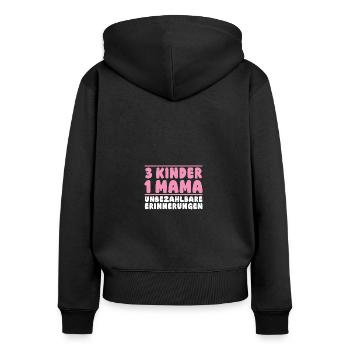 Mama Von 3 Kindern - Frauen Premium Bio Zip Hoodie - Schwarz - Hinten - Julia (174cm)