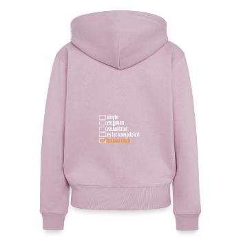 Beziehungsstatus Eulen - Frauen Premium Bio Zip Hoodie - Altrosa - Hinten - Julia (174cm)