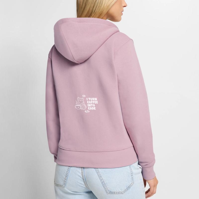 I turn coffee into code Programmierer Entwickler Frauen Premium Bio Zip Hoodie
