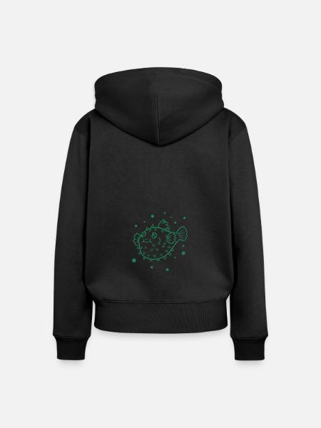 Dicker Kugelfisch - Frauen Premium Bio Zip Hoodie - Schwarz