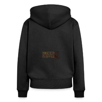 Brauche mehr Kaffee - Frauen Premium Bio Zip Hoodie - Schwarz - Hinten - Julia (174cm)