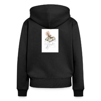 Frau - Frauen Premium Bio Zip Hoodie - Schwarz - Hinten - Julia (174cm)