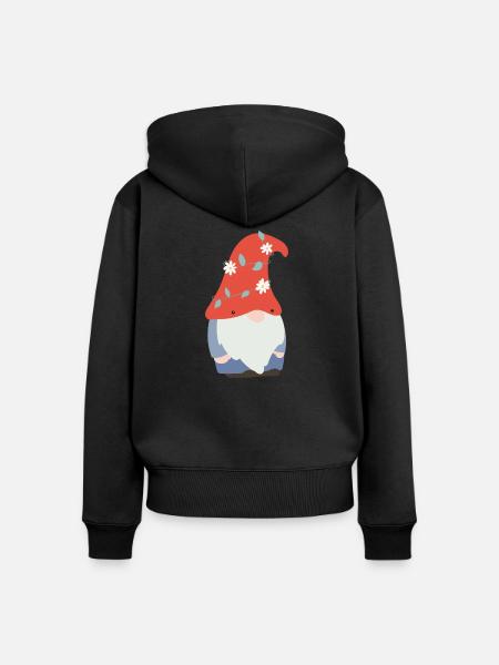 Süßer Gartenzwerg - Frauen Premium Bio Zip Hoodie - Schwarz