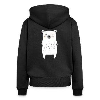 Kleiner Eisbär - Frauen Premium Bio Zip Hoodie - Schwarz - Hinten - Julia (174cm)