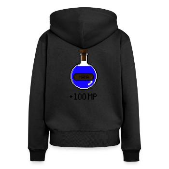 8-Bit Retro Pixel Art Mana Potion - Frauen Premium Bio Zip Hoodie - Schwarz - Hinten - Julia (174cm)