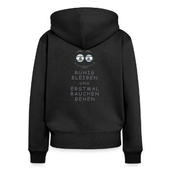Rauchen gehen - Frauen Premium Bio Zip Hoodie - Schwarz - Hinten - Julia (174cm)