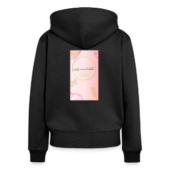 Life is Beautiful - Design Print - Women's Premium Organic Zip Hoodie - black - Back - Julia (174cm)