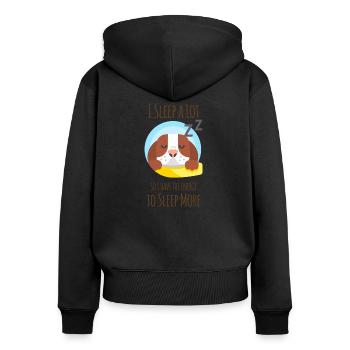 Chien amoureux du sommeil - Sweat à capuche zippé Premium bio Femme - noir - Dos - Julia (174cm)