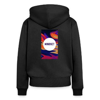 Mindset-Beherrschung ist der Schlüssel - Frauen Premium Bio Zip Hoodie - Schwarz - Hinten - Julia (174cm)