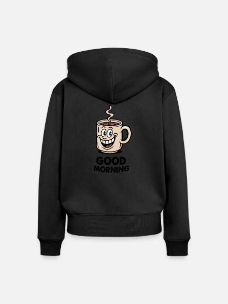 kaffee tasse comic - Frauen Premium Bio Zip Hoodie - Schwarz