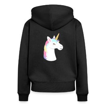 Cute Unicorn Portrait Face - Women's Premium Organic Zip Hoodie - black - Back - Julia (174cm)