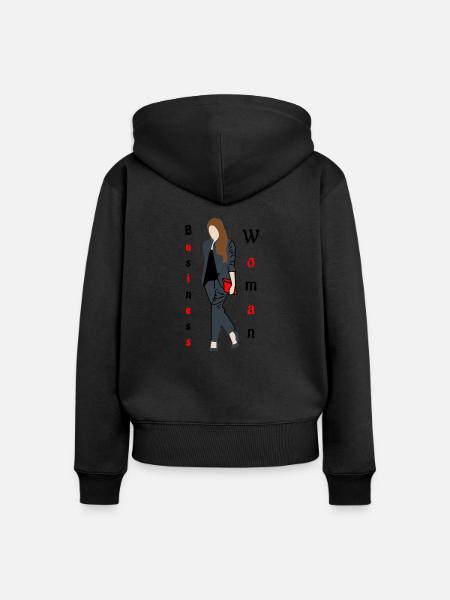 Business Woman Black/Red - Women's Premium Organic Zip Hoodie - black