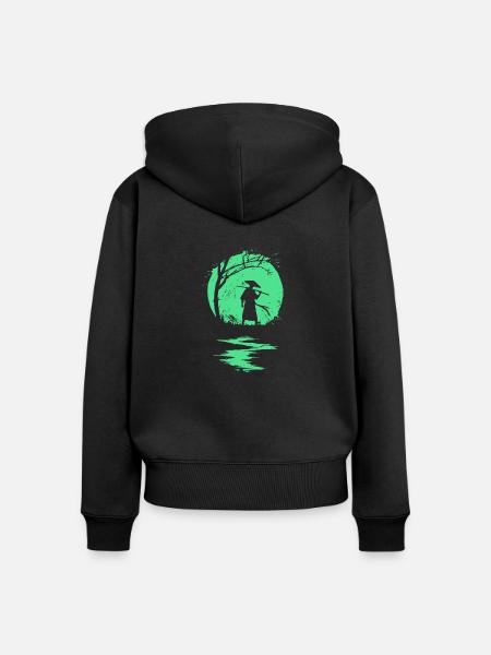 Ninja abstraktes Design - Frauen Premium Bio Zip Hoodie - Schwarz