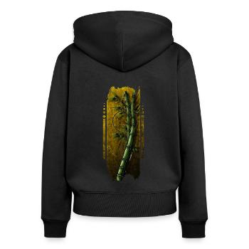 Zen : Délice de bambou - Sweat à capuche zippé Premium bio Femme - noir - Dos - Julia (174cm)