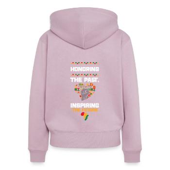 Honoring the Past, Inspiring the... - Women's Premium Organic Zip Hoodie - dusky pink - Back - Julia (174cm)