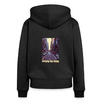 Gaming Big Apple - NYC Retro GTA Gamer Design - Women's Premium Organic Zip Hoodie - black - Back - Julia (174cm)