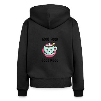 Good food good mood bonne nourriture bonne humeur - Sweat à capuche zippé Premium bio Femme - noir - Dos - Julia (174cm)