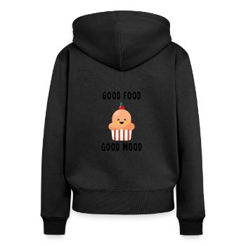 Good food good mood bonne nourriture bonne humeur - Sweat à capuche zippé Premium bio Femme - noir - Dos - Julia (174cm)