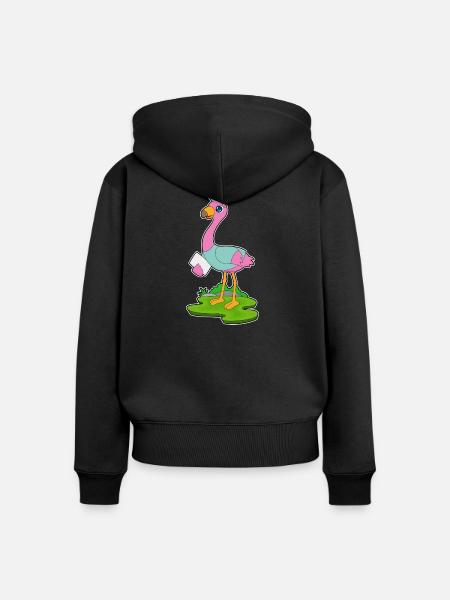 Flamingo Krankenschwester - Frauen Premium Bio Zip Hoodie - Schwarz