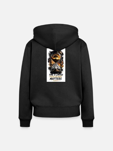 Zeitlimit: Fokus auf Wesentliches - Frauen Premium Bio Zip Hoodie - Schwarz