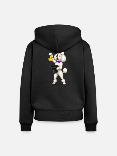 Pudel-Magier-Enten-Trick-Design - Frauen Premium Bio Zip Hoodie - Schwarz
