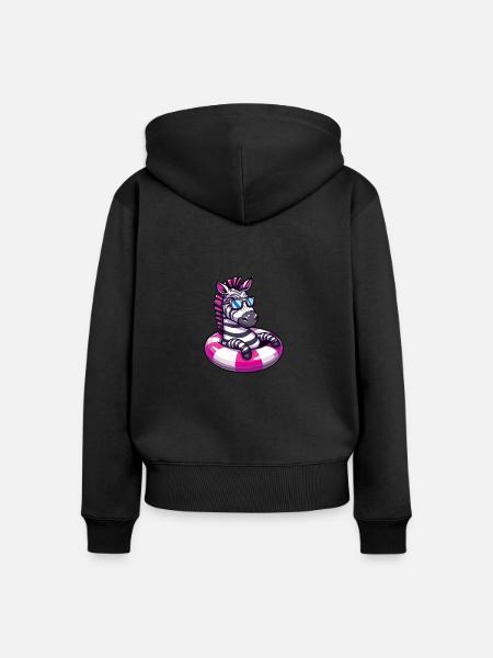 Zebra Comic Cool - Frauen Premium Bio Zip Hoodie - Schwarz