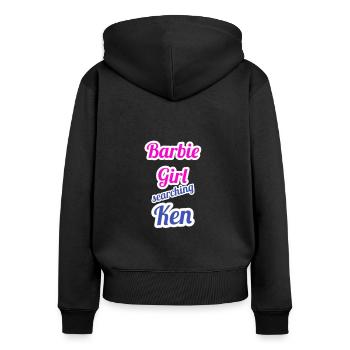 Looking for1 - Frauen Premium Bio Zip Hoodie - Schwarz - Hinten - Julia (174cm)
