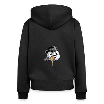 Panda Cop Polizist Gift - Frauen Premium Bio Zip Hoodie - Schwarz - Hinten - Julia (174cm)