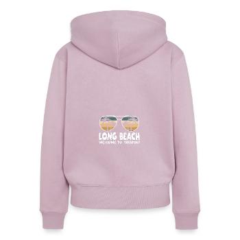 Long Beach Willkommen zu Freiheitserlaub - Frauen Premium Bio Zip Hoodie - Altrosa - Hinten - Julia (174cm)