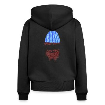 hipster bart - Frauen Premium Bio Zip Hoodie - Schwarz - Hinten - Julia (174cm)