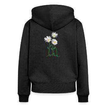 marguerite - Sweat à capuche zippé Premium bio Femme - noir - Dos - Julia (174cm)