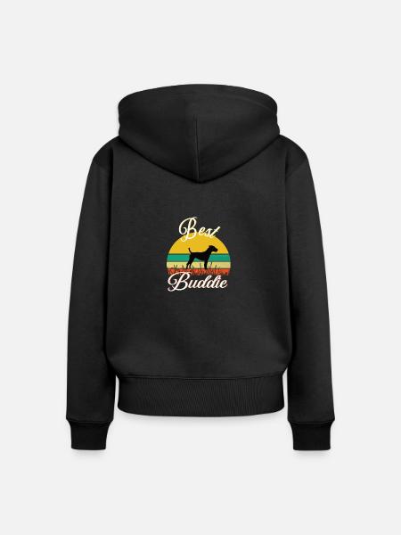 Best Buddie Jack Russel retro - Frauen Premium Bio Zip Hoodie - Schwarz