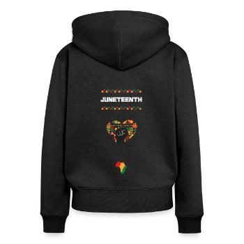 Juneteenth - Black History Month - Women's Premium Organic Zip Hoodie - black - Back - Julia (174cm)