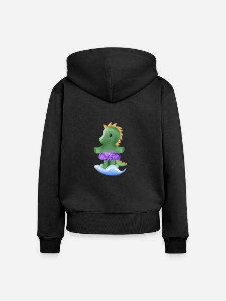 Kleiner Dinosaurier - Frauen Premium Bio Zip Hoodie - Schwarz