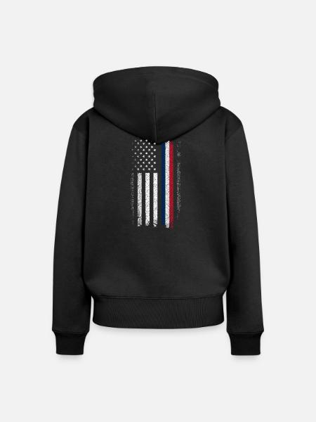 Notende Flagge: Blaue Rote Linie - Frauen Premium Bio Zip Hoodie - Schwarz