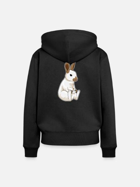 Hase Gamer Controller - Frauen Premium Bio Zip Hoodie - Schwarz