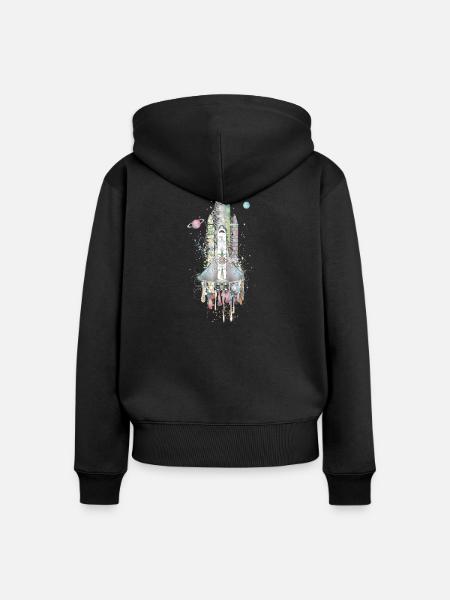 Fantasievolles Space Shuttle - kunstvoll gestaltet - Frauen Premium Bio Zip Hoodie - Schwarz