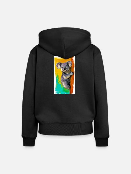 Koala - Frauen Premium Bio Zip Hoodie - Schwarz