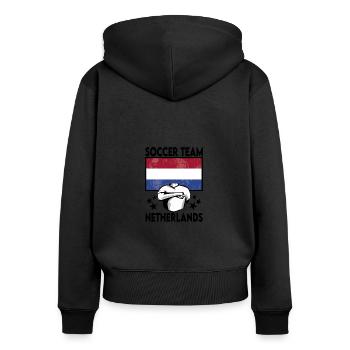 Netherlands Soccer Football 2022 WM - Sweat à capuche zippé Premium bio Femme - noir - Dos - Julia (174cm)