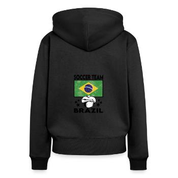 Brazil Soccer Football 2022 WM - Sweat à capuche zippé Premium bio Femme - noir - Dos - Julia (174cm)