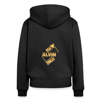 Geschenk für Alvin - Frauen Premium Bio Zip Hoodie - Schwarz - Hinten - Julia (174cm)
