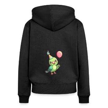 Papagai Geburtstag Comic - Frauen Premium Bio Zip Hoodie - Schwarz - Hinten - Julia (174cm)